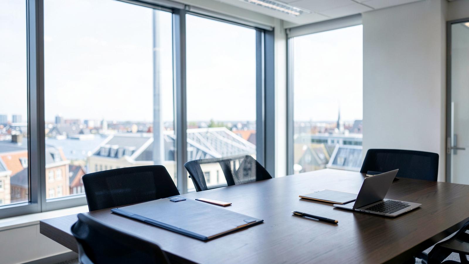 Moderne mødelokale med udsigt over København